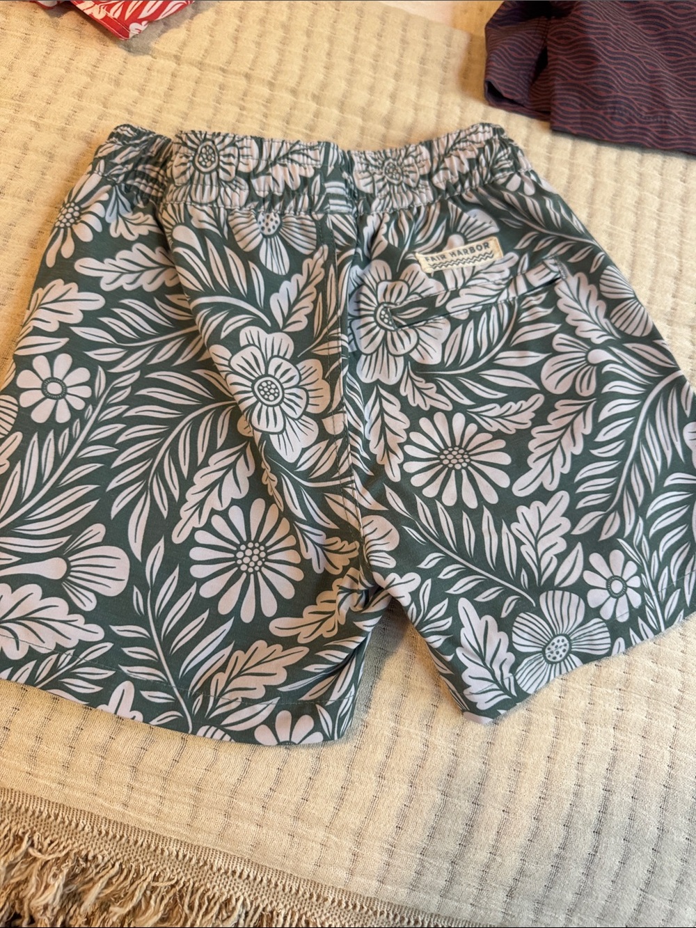 Fair Harbor BOYS Green Floral Swim Shorts